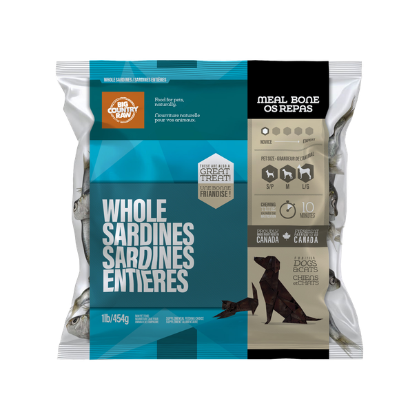Big Country Raw - Sardines - Gâteries Crues Congelées pour Chiens