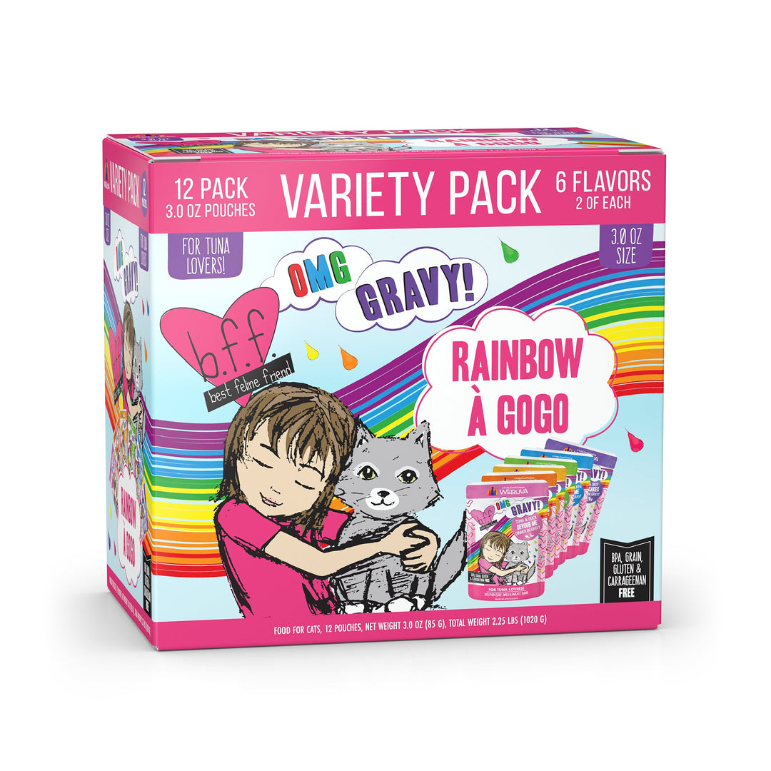 Weruva Best Fido Friend Oh My Gravy! - Assortiment Rainbow en Sauce - Nourriture Humide Sans Grains pour Chats en Sachet