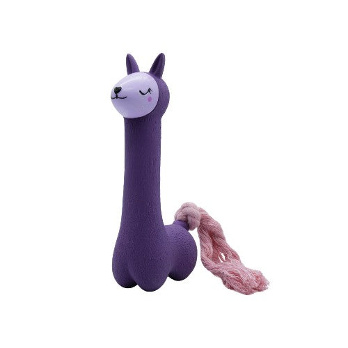 BüD'z - Jouet Lama Mauve à Queue Rose en Latex avec Couineur pour Chiens, 18 cm