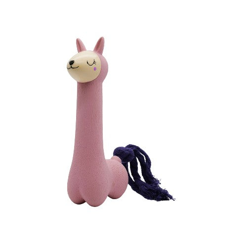 BüD'z - Jouet Lama Rose à Queue Mauve en Latex avec Couineur pour Chiens, 18 cm