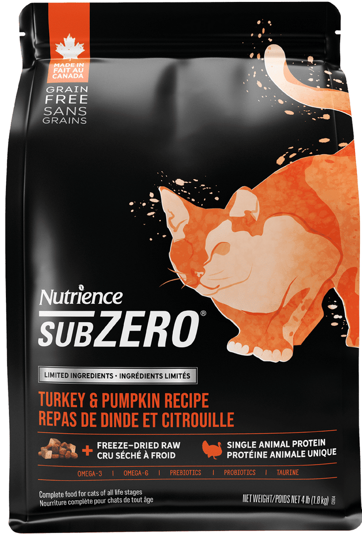 Nutrience Subzero LID - Dinde et Citrouille - Nourriture Sèche Sans Grains à Ingrédients Limités pour Chats de Tout Âge