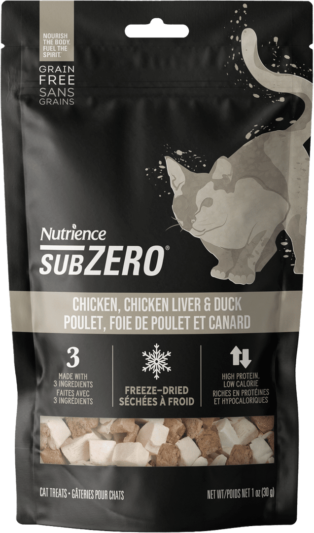 Nutrience SubZero - Poulet, Foie de Poulet et Canard - Gâteries Lyophilisées Sans Grains pour Chats