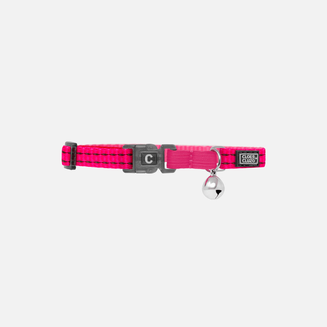 CLOE CLUZO Chat Collier Réfléchissant Ajustable Rose Vif
