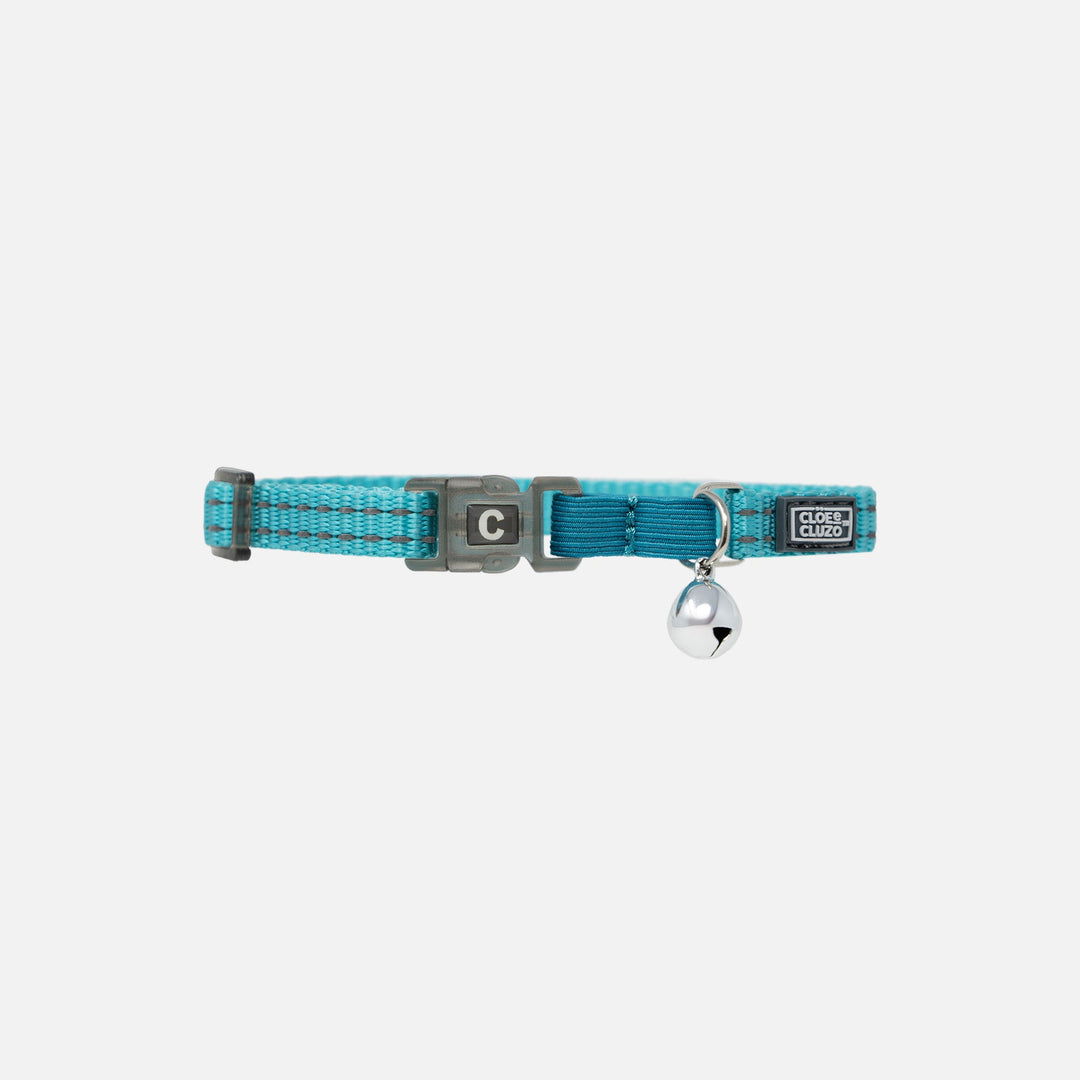 CLOE CLUZO Chat Collier Réfléchissant Ajustable Turquoise Vif