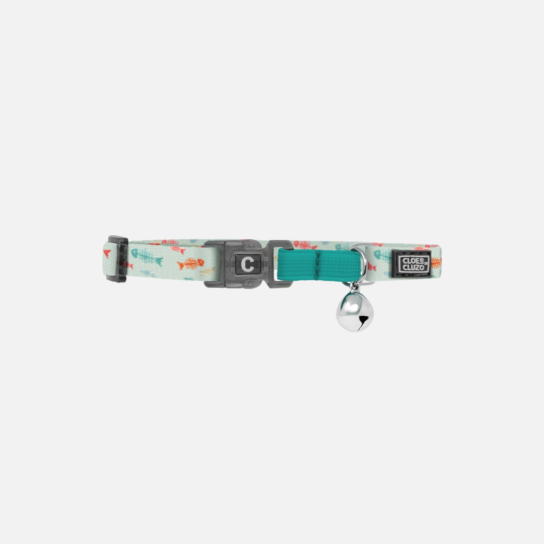 CLOE CLUZO Chat Collier Motif Ajustable Poissons Turquoise