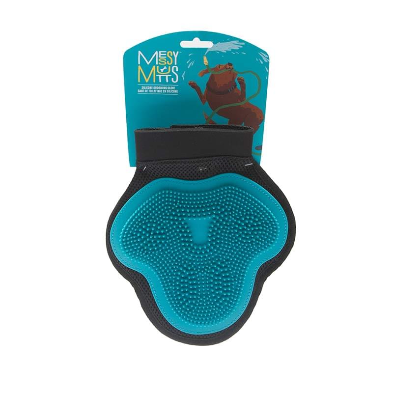 Messy Mutts - Gant Réversible Silicone et Microfibre - Gant de Toilettage pour Chiens et Chats
