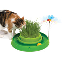 Catit Play - Circuit 3 en 1 avec Balles et Jardinière d'Herbe à Chat, Vert, 36 cm