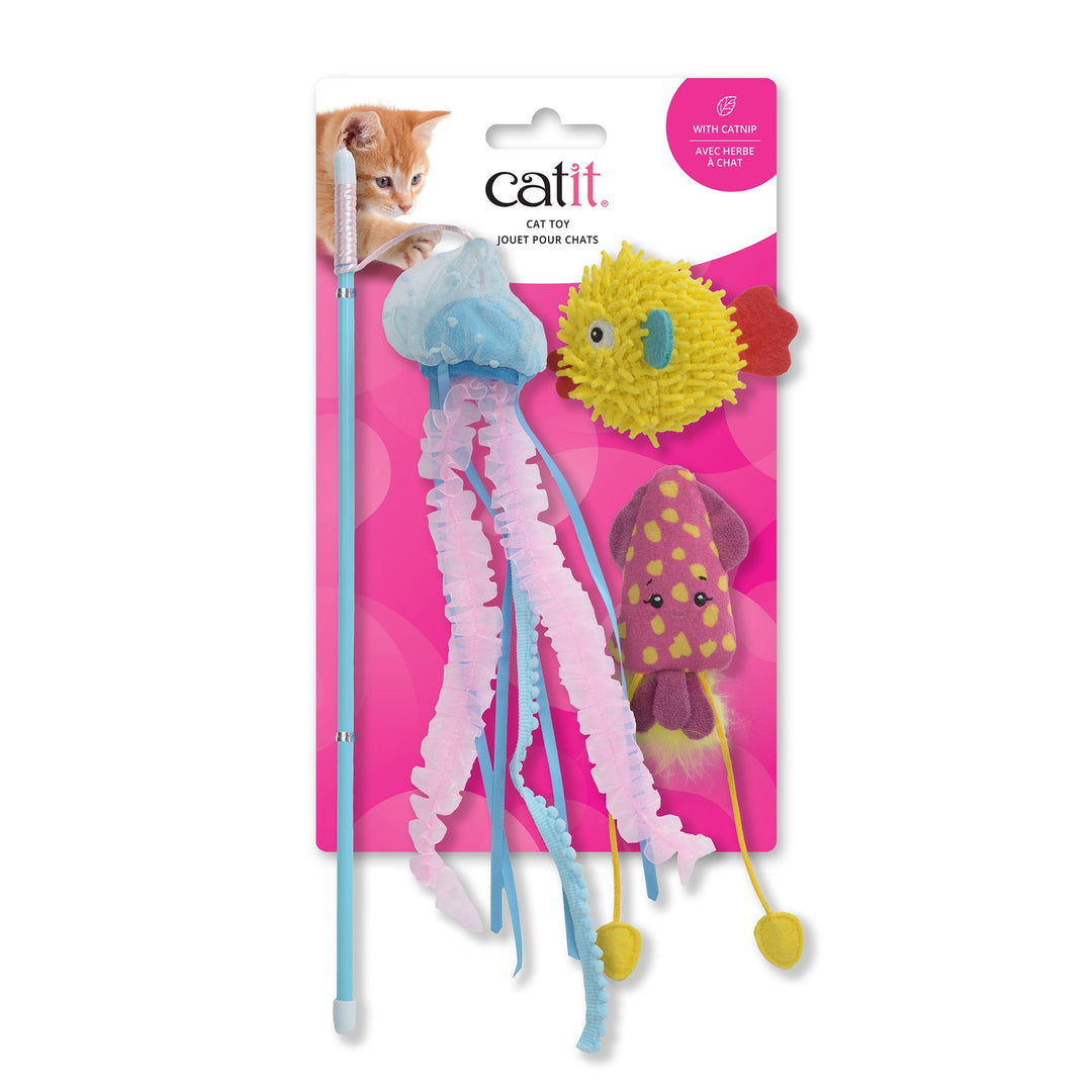 Catit - Créatures de la Mer avec Tige - Jouets pour Chats(Paquet de 3)