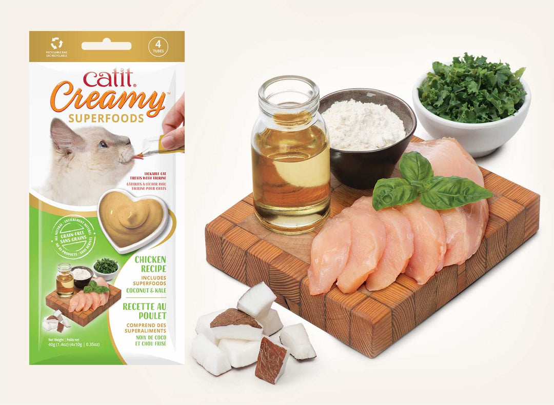 Catit Creamy Superaliments - Mélange Assorti - Gâteries à Lécher Sans Grains pour Chats