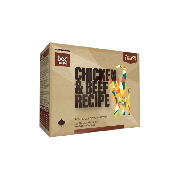 Big Country Raw Fare Game - Poulet et Boeuf - Nourriture Crue Congelée pour Chats