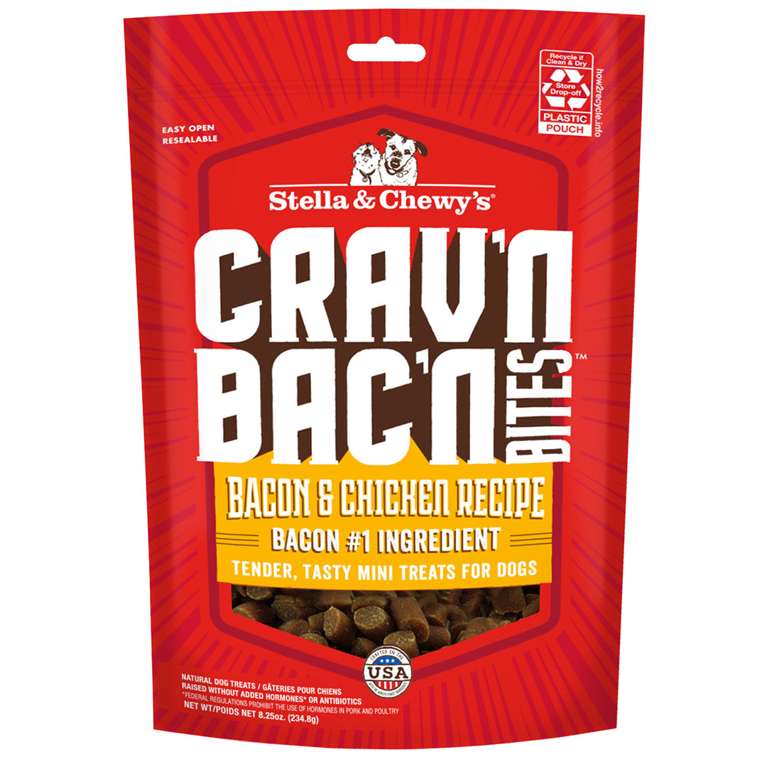 Stella & Chewy's Crave'n Bac'n Bites - Bacon et Poulet - Gâteries Tendres pour Chiens