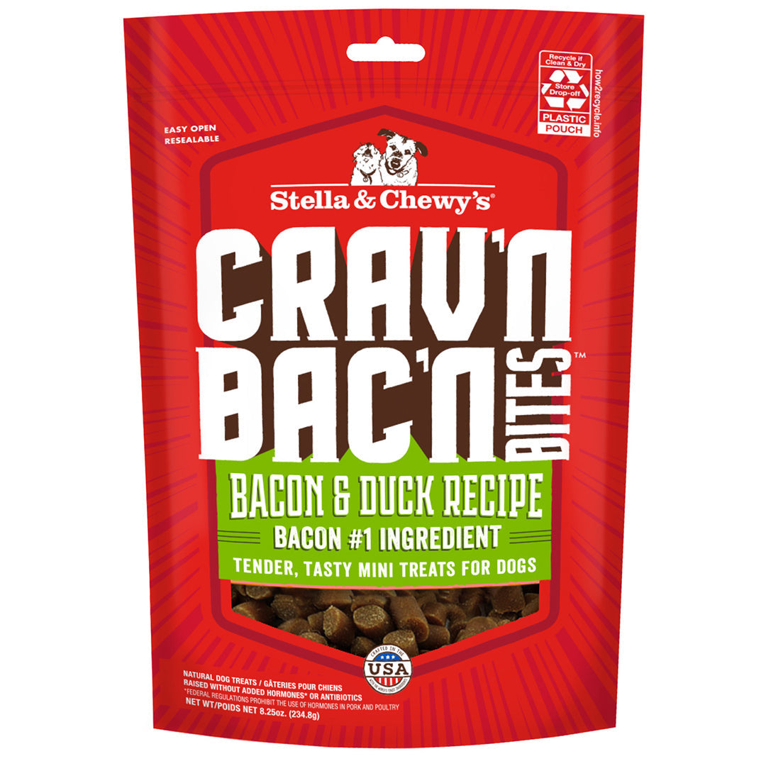 Stella & Chewy's Crave'n Bac'n Bites - Bacon et Canard - Gâteries Tendres pour Chiens