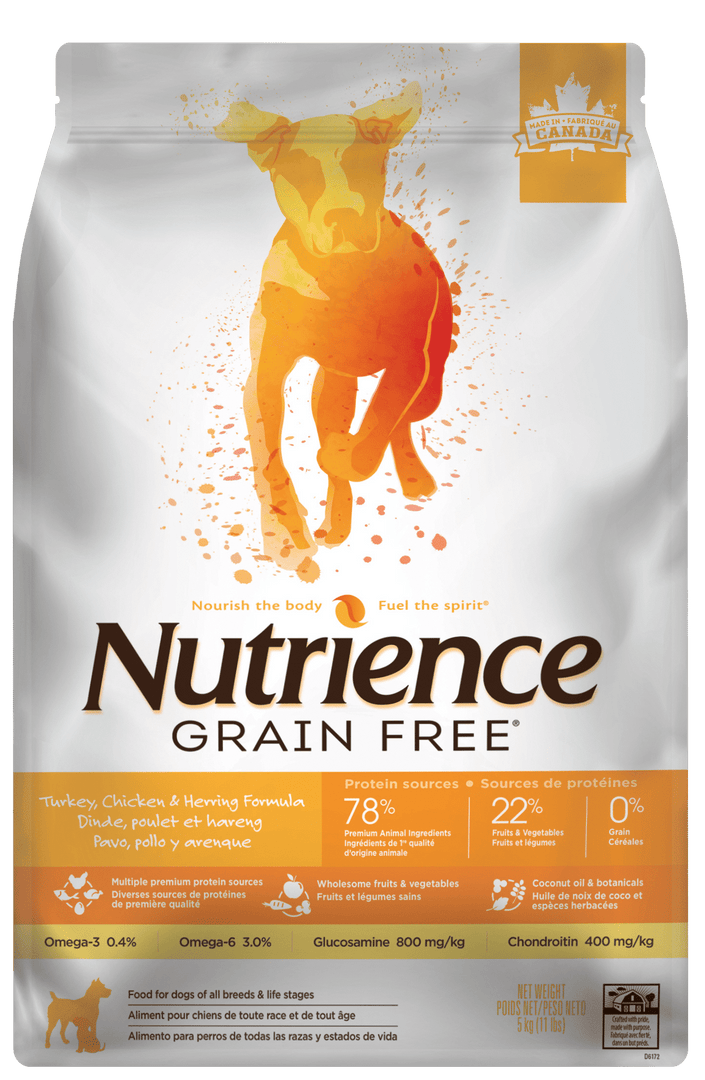 Nutrience Sans Grains - Dinde, Poulet et Hareng - Nourriture Sèche pour Chiens