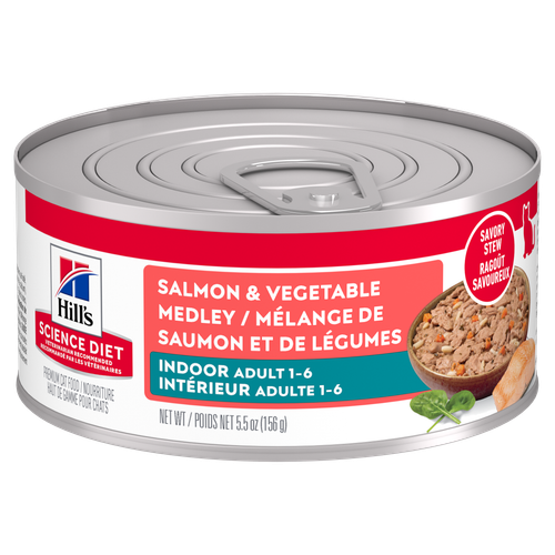 Hill's Science Diet - Chat d'Intérieur Adulte Pâté de Saumon et Légumes - Nourriture Humide pour Chats