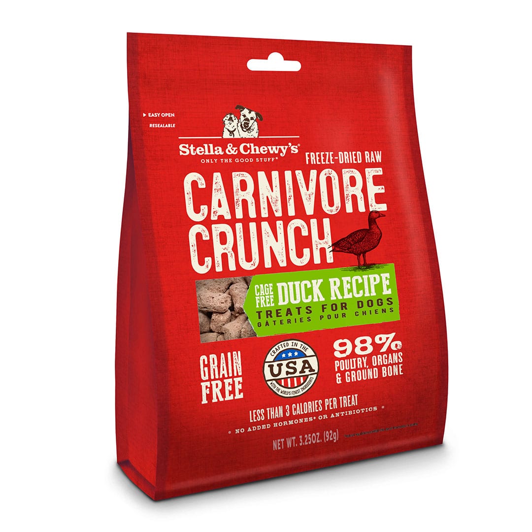 Stella & Chewy's Carnivore Crunch - Canard en Liberté - Gâteries Lyophilisées Sans Grains à Ingrédients Limités pour Chiens