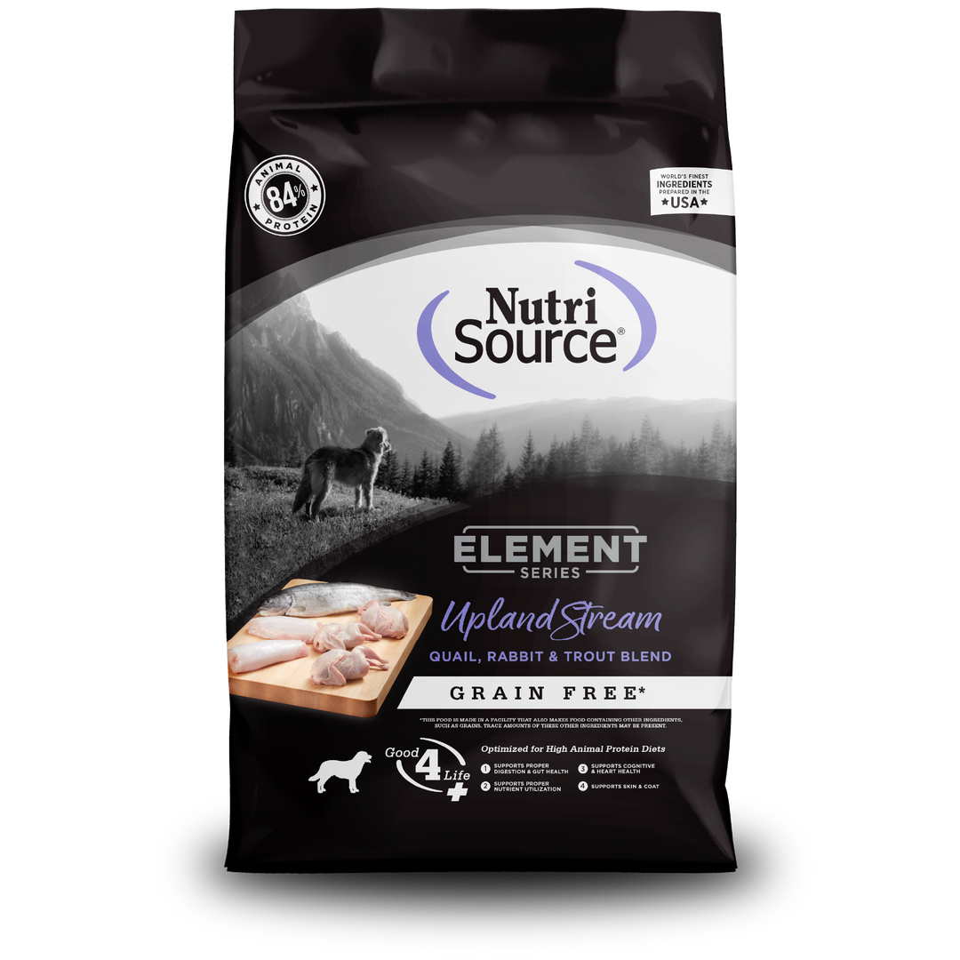 NutriSource Element Series - Chien Upland Stream Caille, Lapin et Truite - Nourriture Sèche Sans Grains pour Chiens
