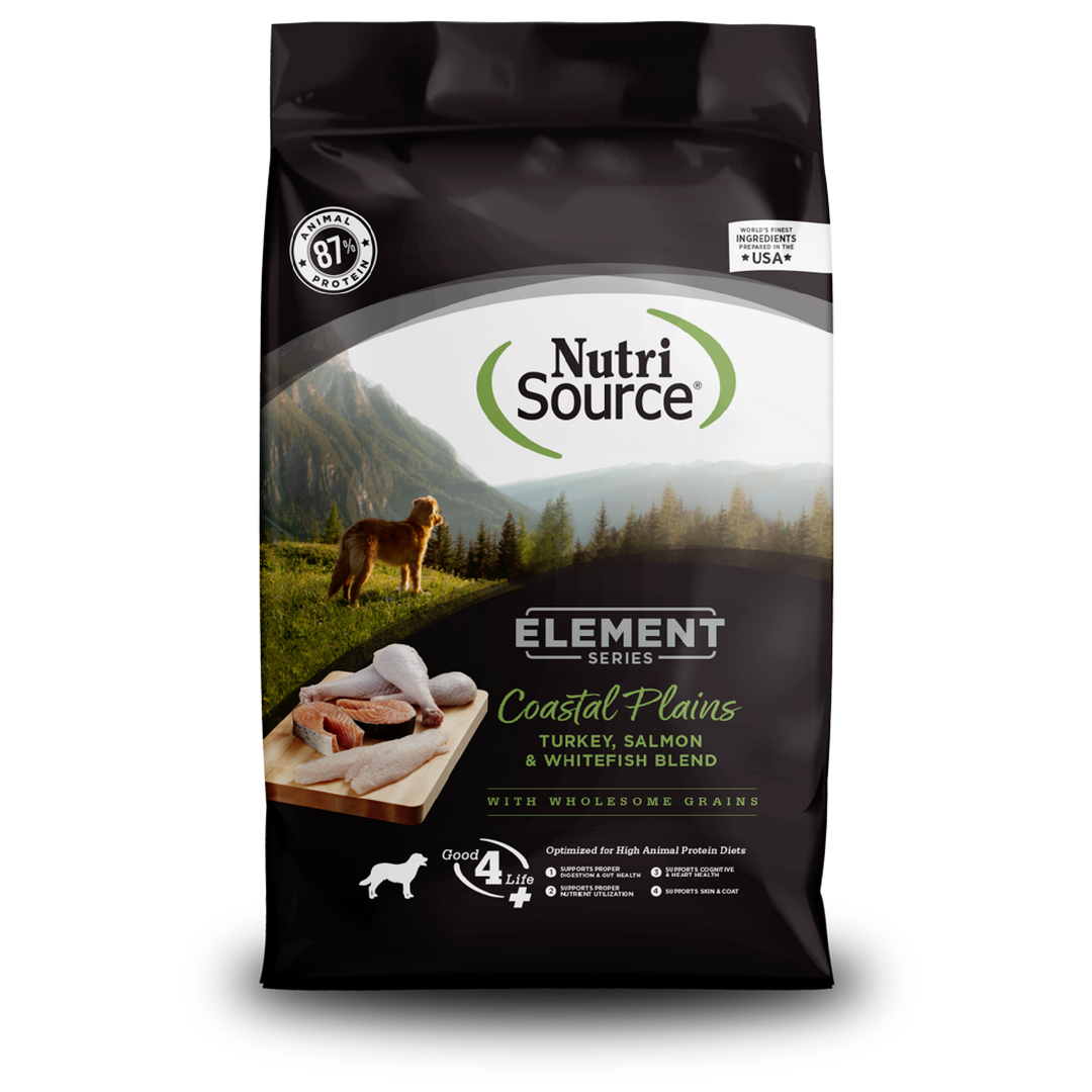 NutriSource Element Series - Coastal Plains (Dinde, Saumon et Poisson Blanc) - Nourriture Sèche avec Grains Anciens pour Chiens