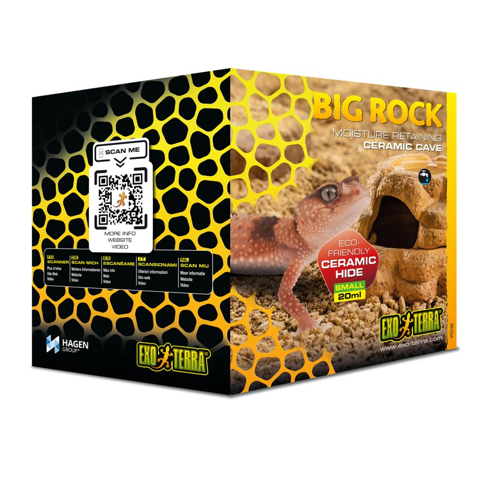 Exo Terra - Grotte en Céramique Big Rock avec Couvercle - Cachette pour Reptiles