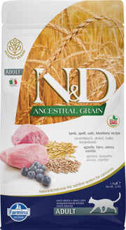 Farmina N&D Grains Ancestraux - Agneau et Myrtille - Nourriture Sèche pour Chats Adultes