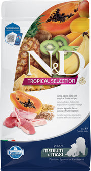 Farmina N&D Tropical Selection - Agneau, Épeautre, Avoine et Fruits Tropicaux - Nourriture Sèche pour Chiots Moyennes et Grandes Races