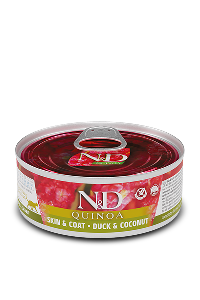 Famina N&D Quinoa - Peau et Pelage, Canard et Noix de Coco - Nourriture Humide Sans Grains pour Chats