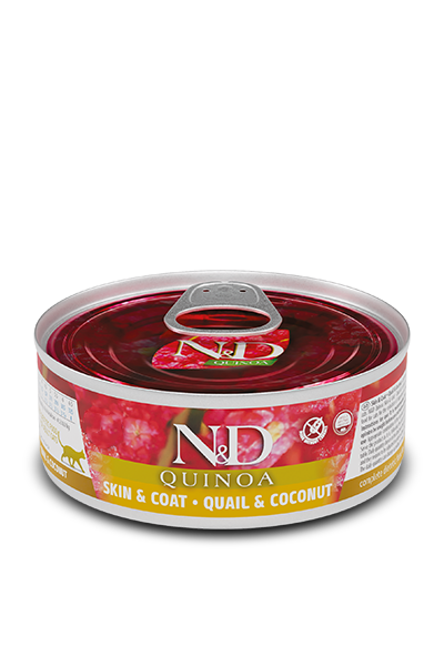 Famina N&D Quinoa - Chat Peau et Pelage Caille et Noix de Coco - Nourriture Humide Sans Grains pour Chats