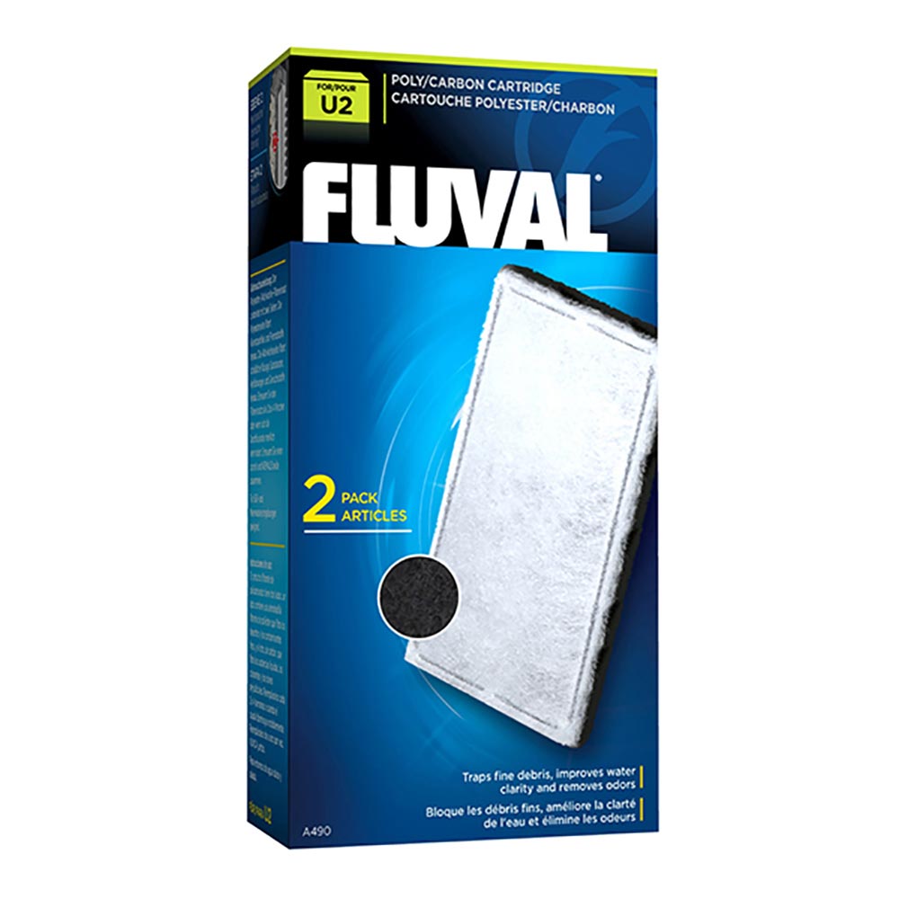 Fluval - Cartouches Polyester/Charbon pour Filtre Série U - Masse Filtrante pour Aquariums