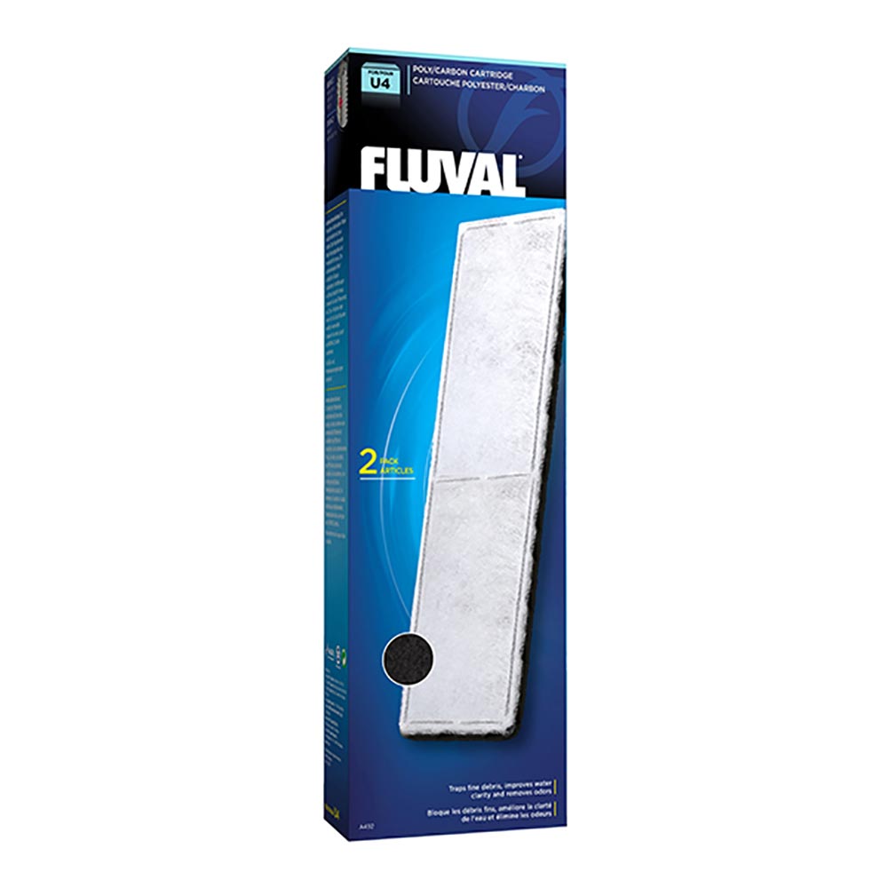 Fluval - Cartouches Polyester/Charbon pour Filtre Série U - Masse Filtrante pour Aquariums