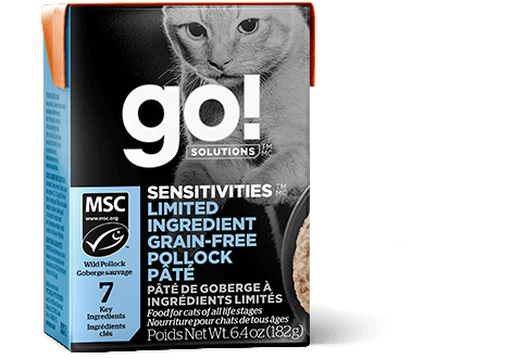 Petcurean Go! Solutions Sensitivities - Chat Pâté de Goberge à Ingrédients Limités - Nourriture Humide Sans Grains pour Chats en Tetra Pak