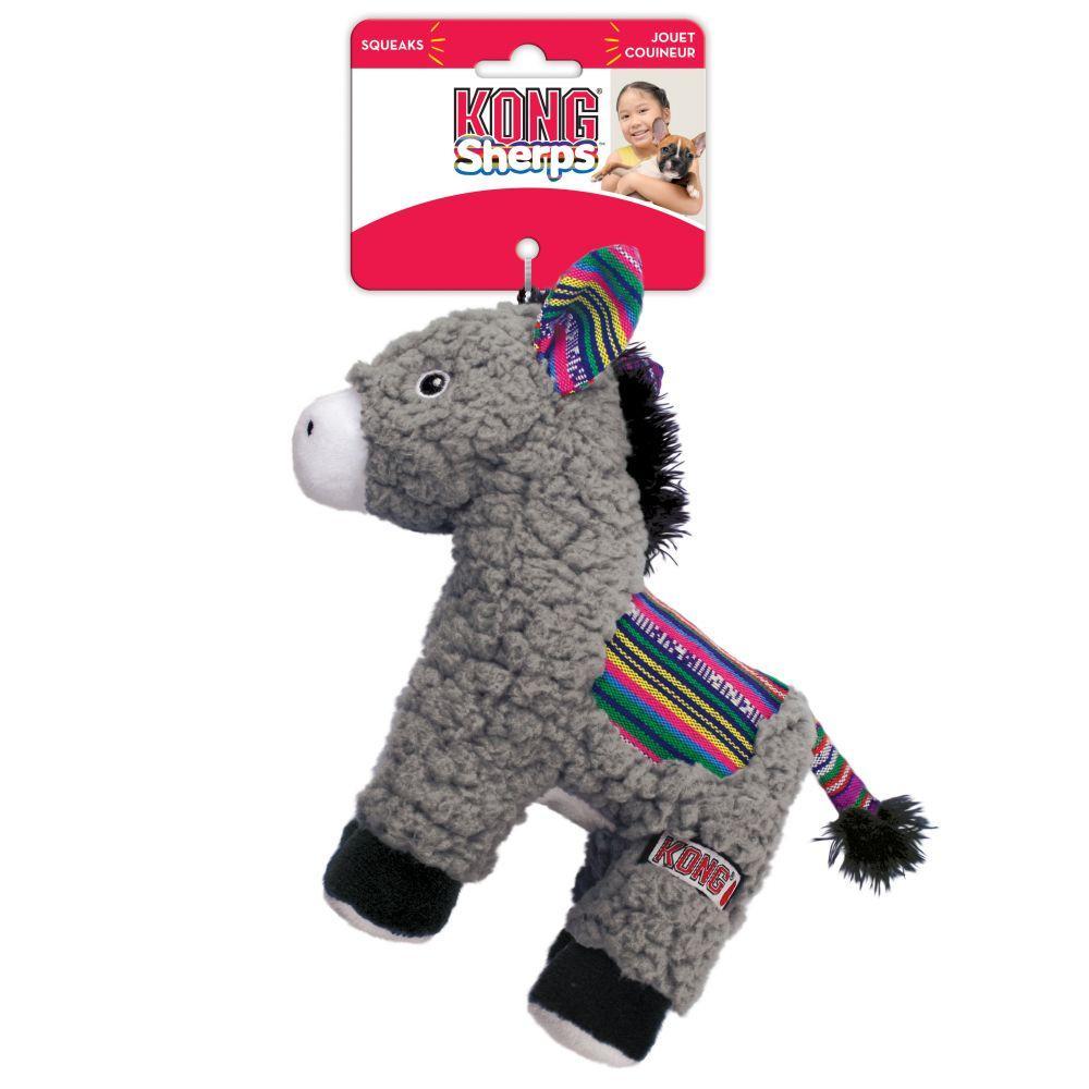 Kong - Sherps Âne - Jouet en Peluche avec Couineur pour Chiens