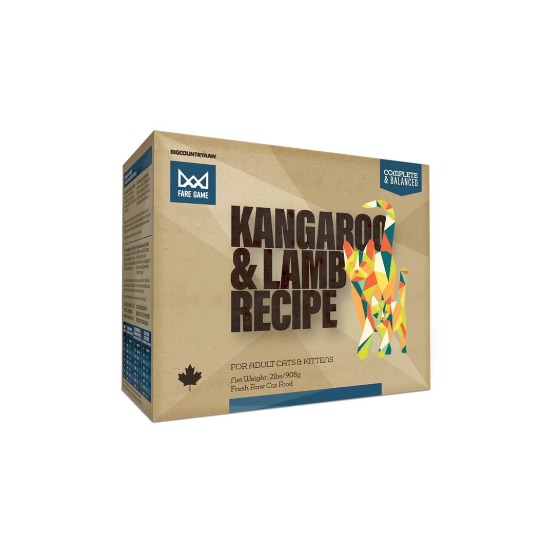 Big Country Raw Fare Game - Kangourou et Agneau - Nourriture Crue Congelée pour Chats