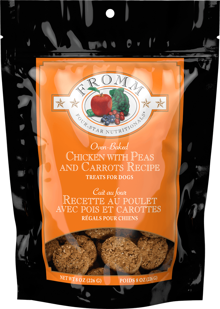 Fromm Four-Star - Poulet avec Pois et Carottes - Gâteries Sans Grains en Biscuits Cuits au Four pour Chiens