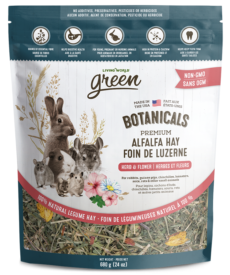 Living World Green - Foin de Luzerne Botanicals aux Herbes et Fleurs - Foin pour Rongeurs