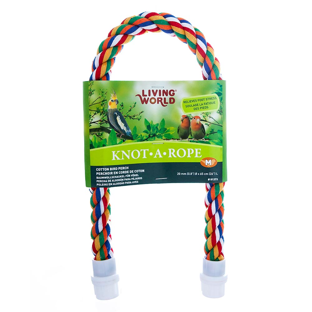 Living World - Perchoir Knot-A-Rope en Coton Multicolore - Perchoir pour Oiseaux