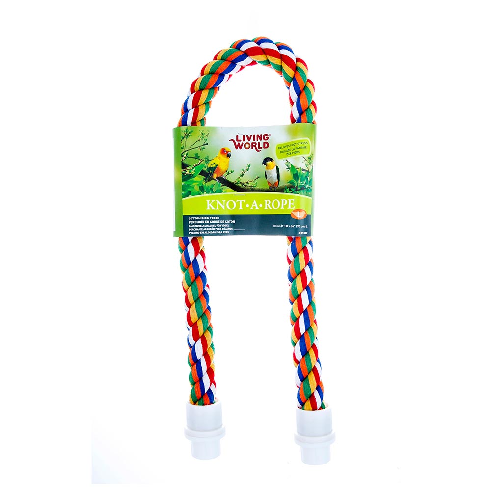 Living World - Perchoir Knot-A-Rope en Coton Multicolore - Perchoir pour Oiseaux