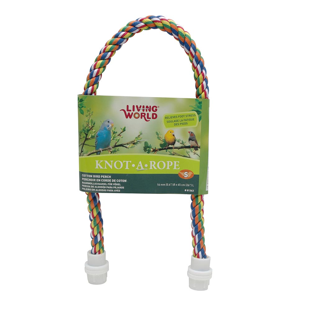 LW Perchoir Knot-A-Rope en Coton Multicolore 0.6x26" pour Oiseaux