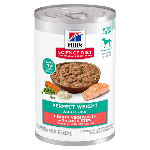 Hill's Science Diet - Chien Adulte Poids Santé (Perfect Weight) Ragoût de Légumes et Saumon - Nourriture Sèche pour Chiens