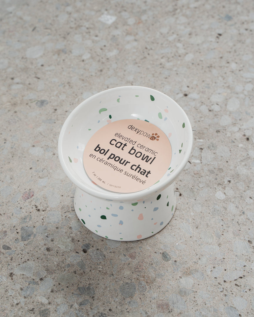 DEXYPAWS Chat Bol Surélevé 8.8oz Terrazzo