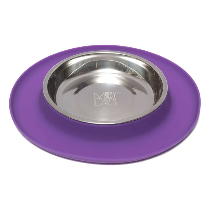 Messy Cats - Gamelle Simple en Acier Inoxydable avec Base en Silicone - Bol pour Chats