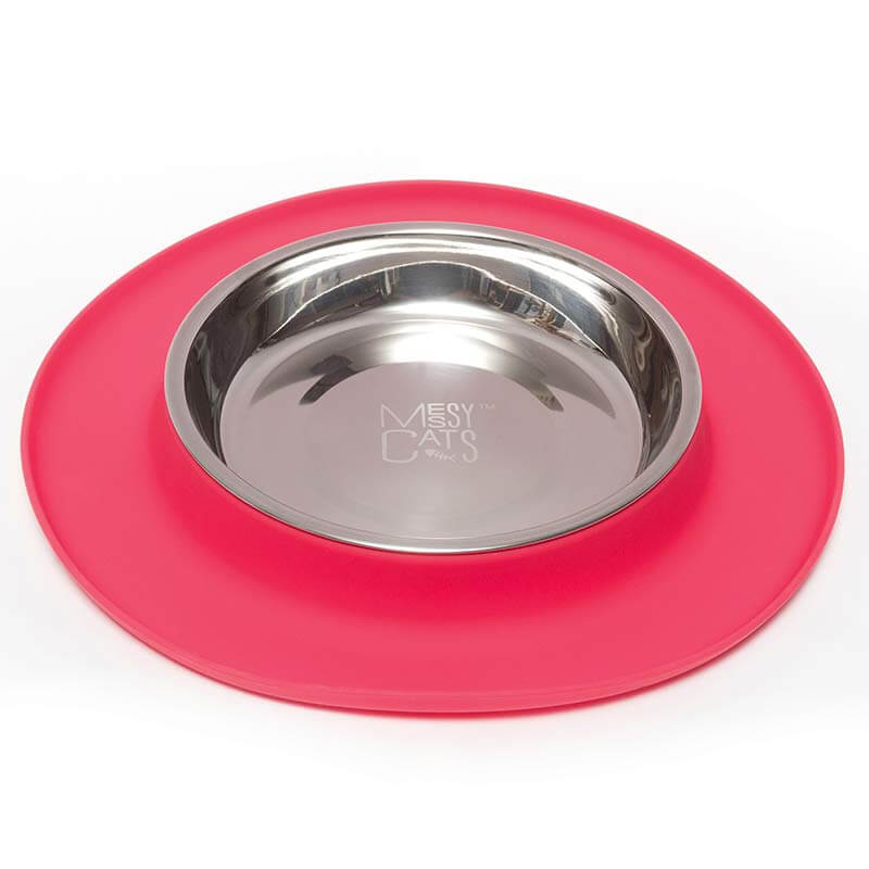 MESSY CATS Bol Simple Inox Base Silicone Rouge