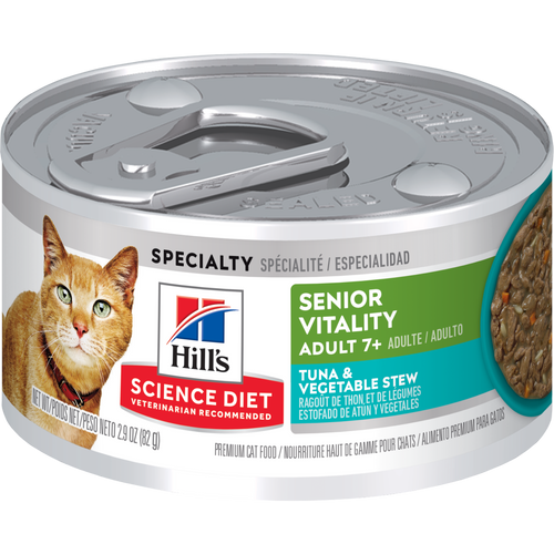 Hill's Science Diet Cuisine Santé - Senior Vitality - Ragoût de Thon et Légumes - Nourriture Humide pour Chats Adultes 7+ Ans