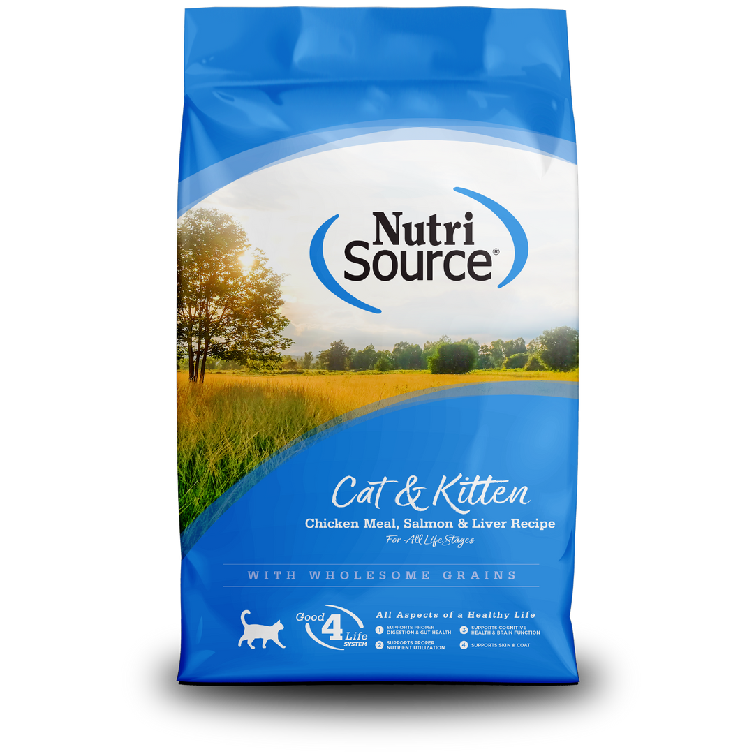 NutriSource - Poulet, Saumon et Foie - Nourriture Sèche avec Grains Entiers pour Chats & Chatons
