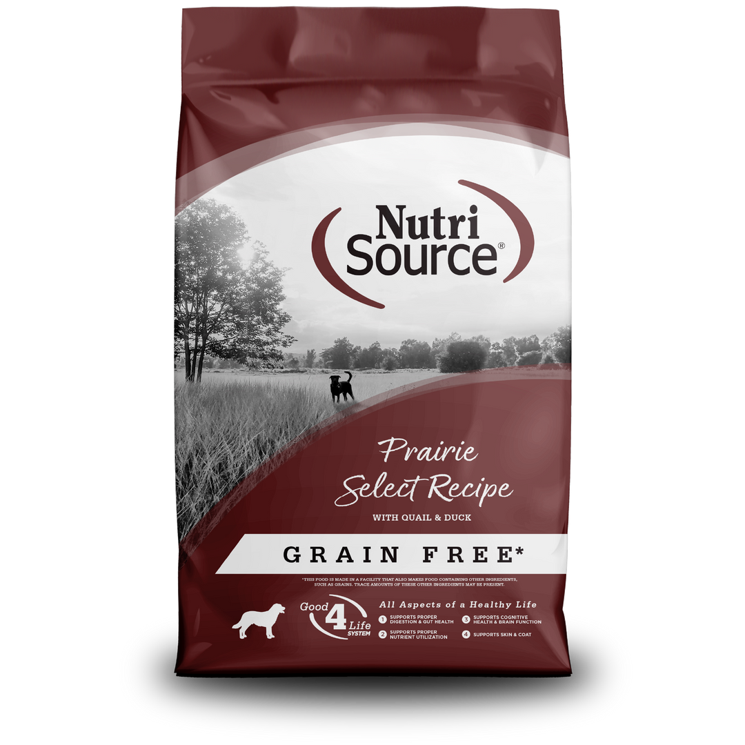 NutriSource Sans Grains - Caille et Canard (Prairie Select) - Nourriture Sèche pour Chiens