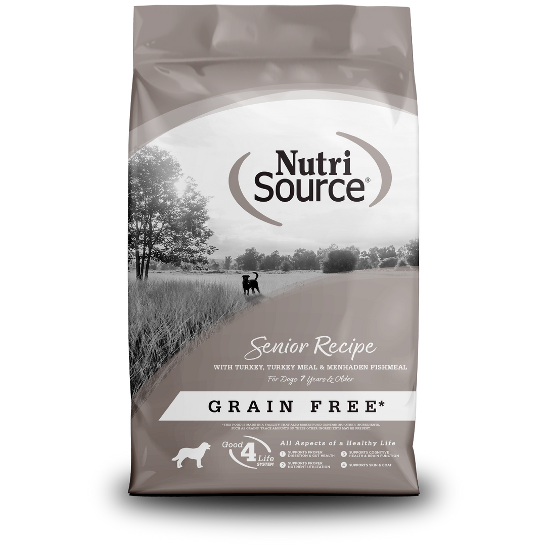 NutriSource - Chien Sénior Dinde et Poisson Blanc - Nourriture Sèche Sans Grains pour Chiens Âgés
