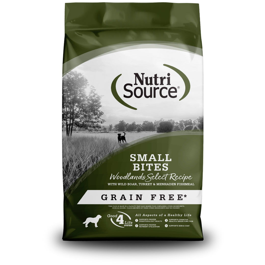 NutriSource Sans Grains - Petites Bouchées Sanglier et Dinde (Woodlands Select) - Nourriture Sèche pour Chiens
