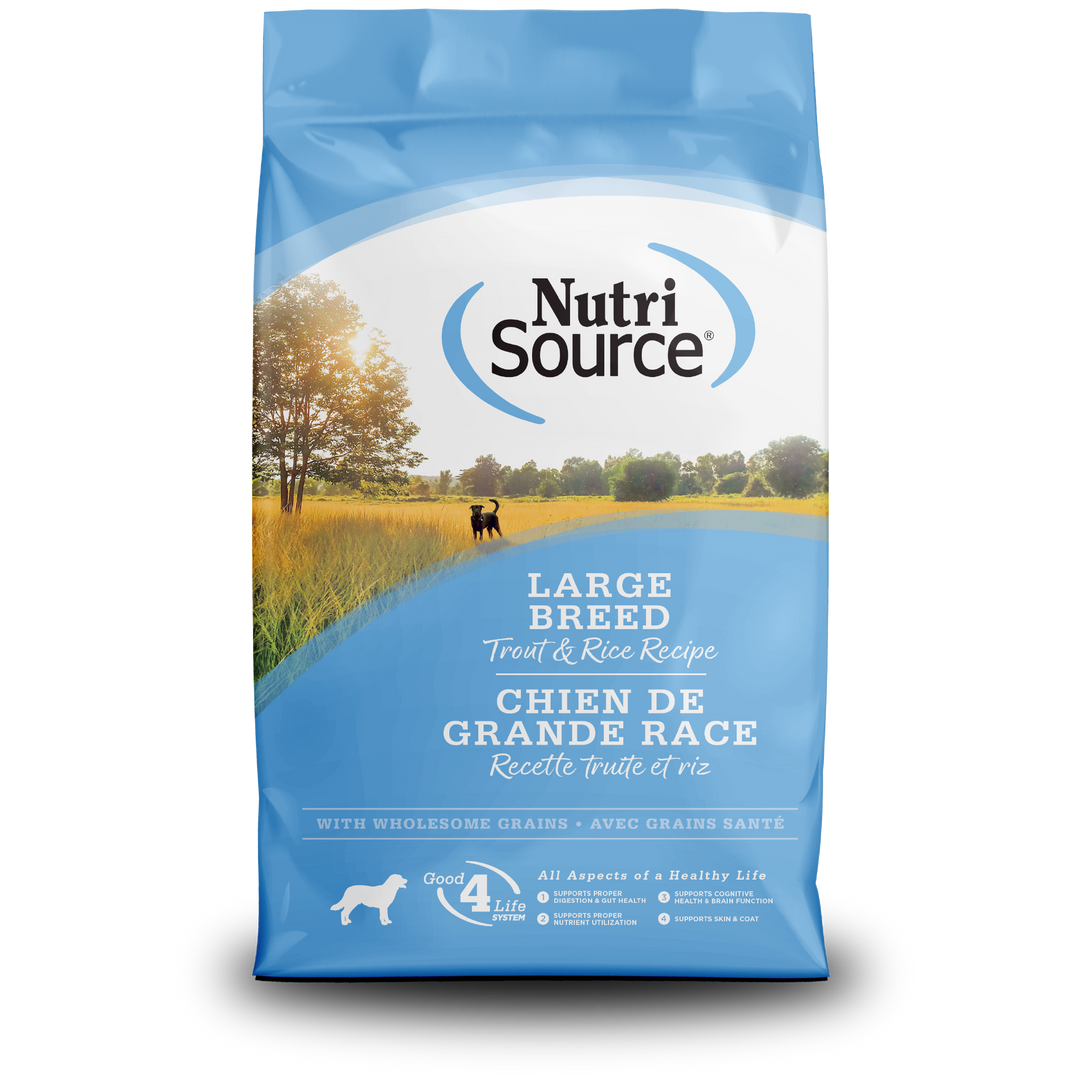 NutriSource - Chien Grande Race - Truite et Riz - Nourriture Sèche pour Chiens