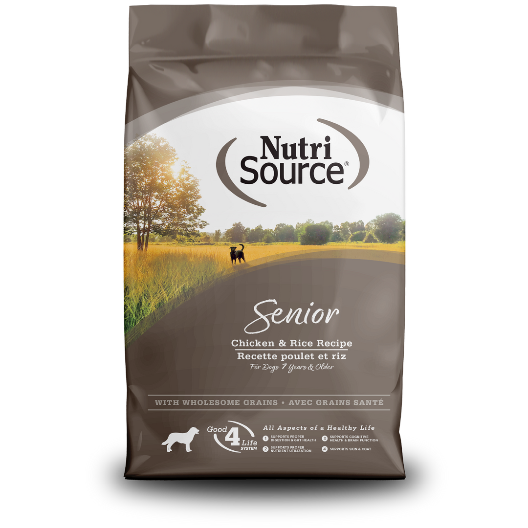 NutriSource Grains Santé - Poulet et Riz - Nourriture Sèche pour Chiens Seniors 7+ Ans