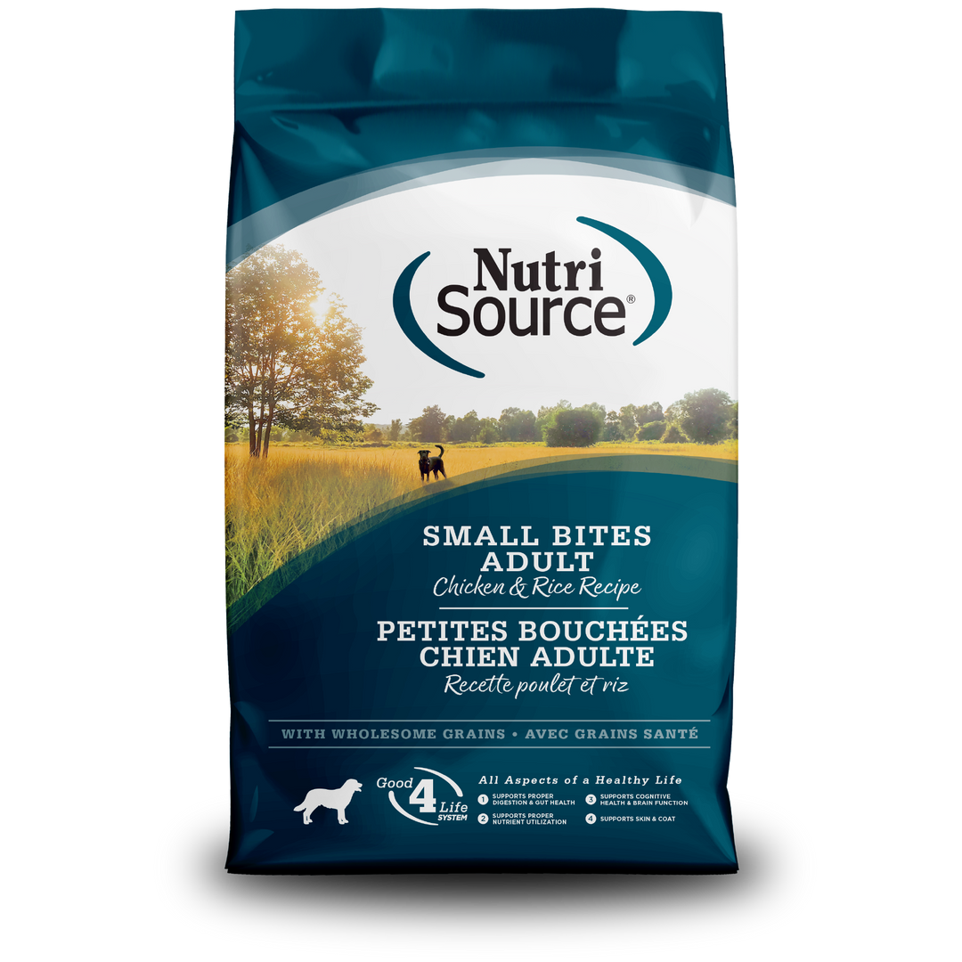 NutriSource Grains Santé - Petite Bouchées Poulet et Riz - Nourriture Sèche pour Chiens Adultes