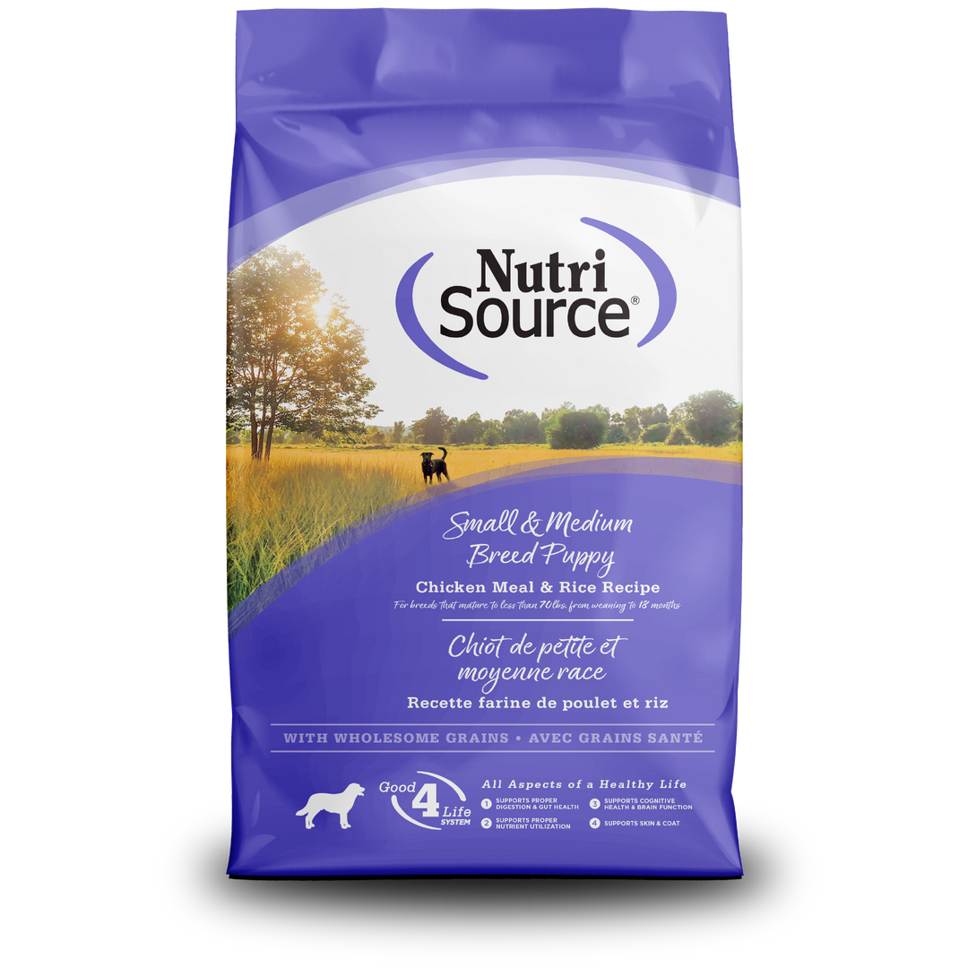 NutriSource Grains Santé - Poulet et Riz - Nourriture Sèche pour Chiots de Petites et Moyennes Races