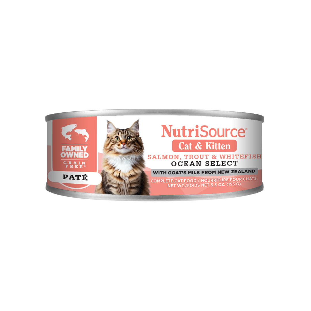 NutriSource - Chat "Ocean Select" Pâté de Truite, Poisson Blanc et Saumon - Nourriture Humide Sans Grains pour Chats